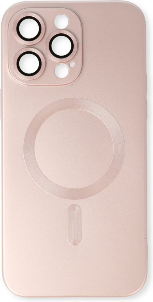 Apple iPhone 14 Hoesje Roze, Met Lensbeschermer - Magsafe - Magneet Case Met Ring en camera cover