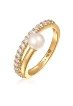 Ring pour femme Elli PREMIUM Ring Elli PREMIUM pour femme Elegant avec perle de culture d'eau douce et zircone en argent sterling 925 plaqué or