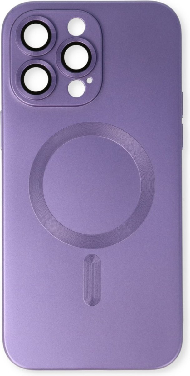 Apple iPhone 14 Pro Max Hoesje Paars, Met Lensbeschermer - Magsafe - Magneet Case Met Ring en camera cover