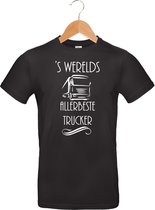 Mijncadeautje T-shirt - 's Werelds beste Trucker - - unisex - Zwart (maat XXL)
