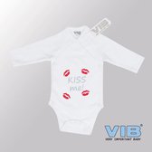 VIB® - Rompertje Luxe Katoen - Kiss me! (Wit) - Babykleertjes - Baby cadeau