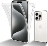 Cadorabo Hoesje geschikt voor Apple iPhone 15 PRO MAX in TRANSPARANT - 360° Full Body Case Cover Beschermhoes Voor- en achterbescherming, all-round bescherming met displaybescherming