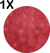 BWK Flexibele Ronde Placemat - Rood - Wit - Kerst Patroon - Sneeuwvlok - IJskristal - Ster - Set van 1 Placemats - 40x40 cm - PVC Doek - Afneembaar