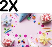 BWK Luxe Placemat - Roze Party - Feest - Versiering - Achtergrond - Set van 2 Placemats - 45x30 cm - 2 mm dik Vinyl - Anti Slip - Afneembaar