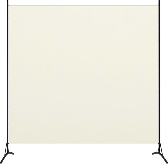 The Living Store Paravent élégant en fer enduit de Fer - 175 x 180 cm - Blanc crème