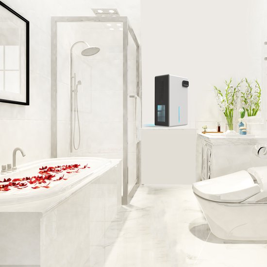 AG240 Luchtontvochtiger - Luchtreiniger - Dehumidifier - Grote watertank 2.5L capaciteit, 800ml/D ontvochtiging, 10-35m2 bereik -energiezuinig, verlichting 7 kleuren - Voor huis, kamer, badkamer & kelder