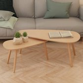 The Living Store Salontafel - Scandinavische stijl - Massief grenenhout - MDF tafelbladen - Set van 2 - Bruin - 100x50x40cm / 70x34.5x35cm