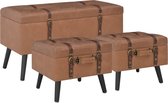 The Living Store Krukkenset - bruin - 85 x 38 x 47 cm - 40 x 33 x 33 cm - PVC - opbergruimte