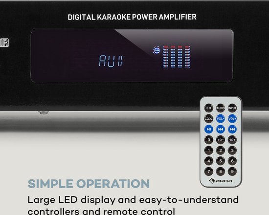 AMP-9200 BT digitale stereo-versterker 2x60W RMS BT 2xmicro zwart - Auna