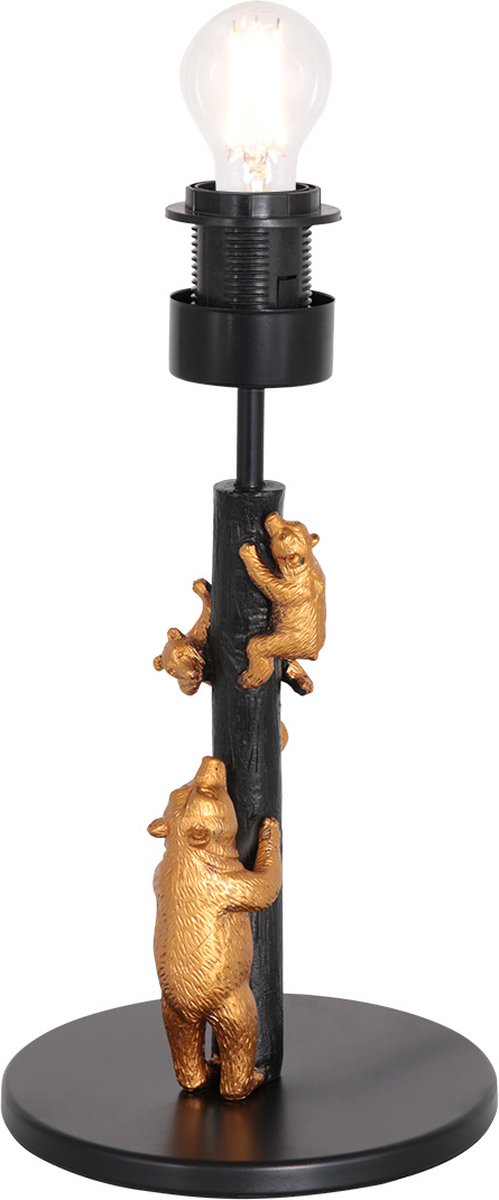 Anne Light & Home Animaux tafellamp - gouden beertjes - 40 cm hoog - Ø20 cm - E27 - zwart
