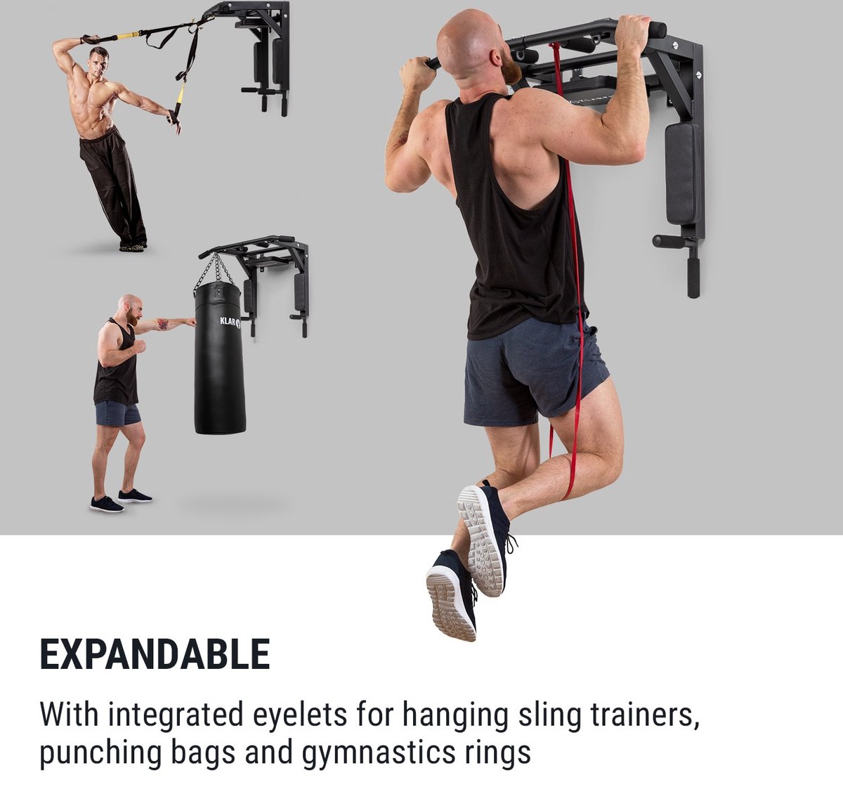 Bouncer multigym optrek en dipstation vloerstation 200 kg staal bol