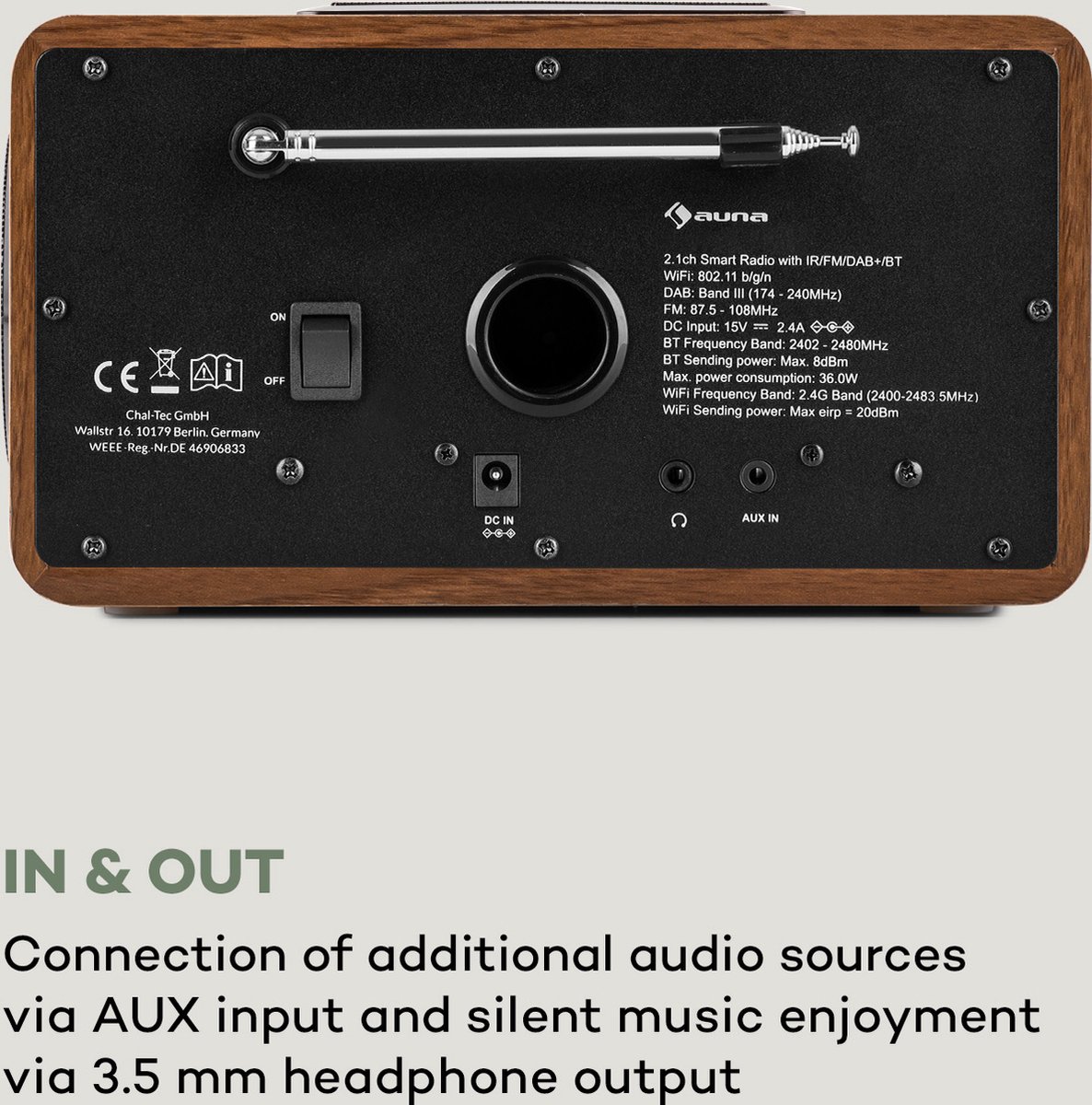 auna Connect 150 MKII - Smart radio 2.1, radio web, Radio DAB/DAB+/FM, Media Player, Spotify Connect, Bluetooth, Display HCC: TFT a colori da  2,8, App Control, WiFi, RDS, AUX