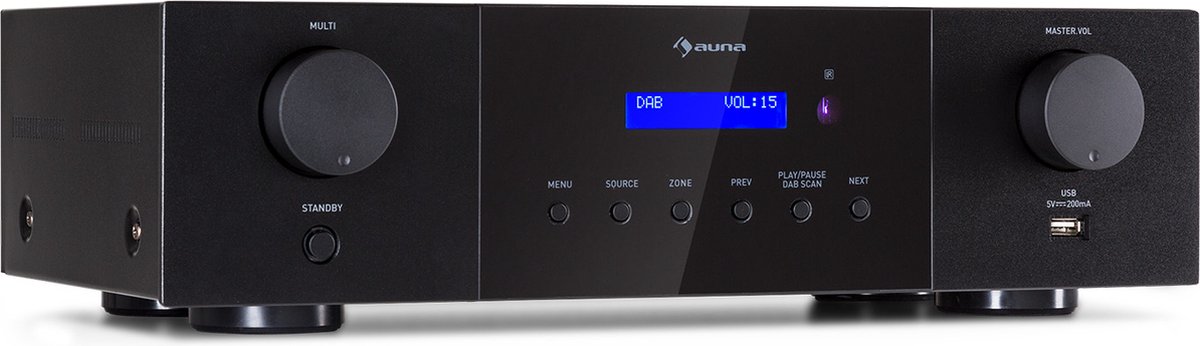 Auna AMP-4000 DAB hifi-stereoversterker, DAB+-radio, stereoversterker, USB-afstandsbediening, versterker met LED-display, hifi-versterker, zwart