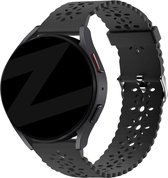 Bandz universeel 20mm siliconen band 'Deluxe' met bloemenpatroon geschikt voor Samsung Galaxy Watch Active 1/2 40 & 44mm / Watch 1 42mm / Watch 3 41mm / Gear Sport / Polar Ignite 1-2-3 / Unite / Pacer - Hoogwaardig siliconen materiaal - zwart
