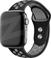 Bandz Dual Snap sport band geschikt voor Apple Watch 1/2/3/4/5/6/7/8/9/SE/Ultra (2) - Maat 42 / 44 / 45 / 49 mm - Hoogwaardig siliconen materiaal - Ideale iWatch band voor tijdens het sporten - zwart & grijs siliconen Apple Watch bandje - maat M/L