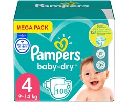 Pampers - Baby Dry - Maat 4 - Mega Pack - 108 luiers - 9/14 KG