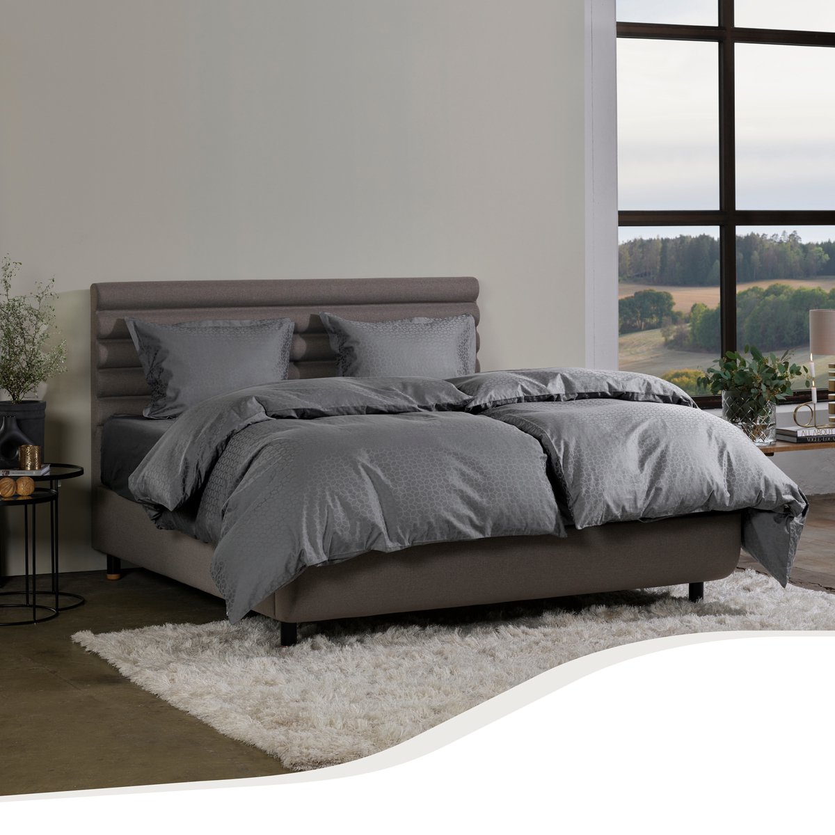 Home by TEMPUR® - Dekbedovertrek van katoensatijn - strijkvrij en droger geschikt - Antraciet - 200x200 cm - zonder kussensloop