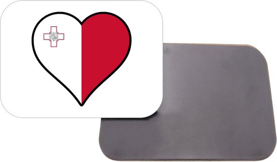 Aimant avec impression | 5x7cm | Cadeau | Aimant de réfrigérateur | Drapeau Coeur Malte