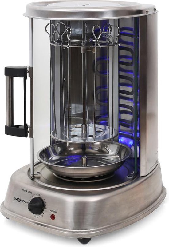 Kebap Master Pro Verticale Grill 1500W roestvrij staal incl. spiesset