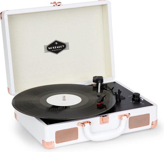 Nostalgy By Auna Peggy Sue Retro platenspeler LP USB AUX Wit roze Goud nostalgy-by-auna-peggy-sue-retro-platenspeler-lp-usb-aux-wit-roze-goud
