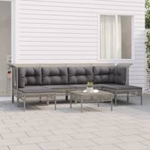 The Living Store Loungeset Grijs - Poly Rattan - Modulair Design - 7-delig
