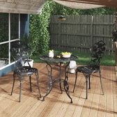 The Living Store Set de bistro - Ensemble terrasse - Zwart - Fonte d'aluminium - Fonte - 59 x 59 x 67 cm - Set de 1 table et 2 chaises