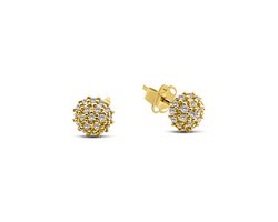 New Bling 9NBSAM-G230272 Gouden Oorknopjes met Zirkonia - Roset - Entourage - Halfbol - 5mm Doorsnee - 14 Karaat - Goud