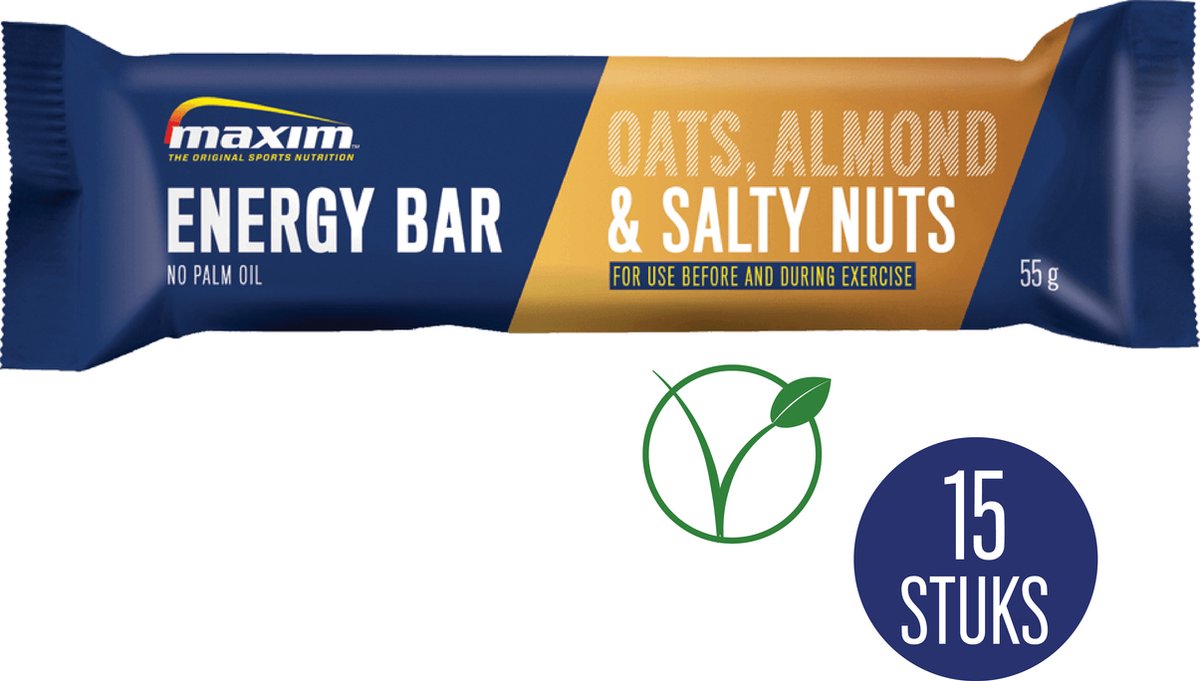 Maxim Energy Bar - 15 x 55g - Energierepen - Sportvoeding - Oats, Almonds & Salty Nuts