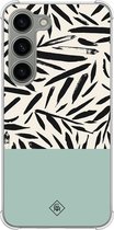 Casimoda® hoesje - Geschikt voor Samsung Galaxy S23 - Abstract Mint Palms - Shockproof case - Extra sterk - Siliconen/TPU - Mint, Transparant