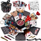 int!rend Album DIY XXL Explosion Box avec 5 pochoirs - Boîte à souvenirs personnalisée pour occasions spéciales - Cadeau créatif d'anniversaire ou de mariage