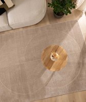 Vierkant vloerkleed Scandinavisch - Contour Circle beige 100x100 cm