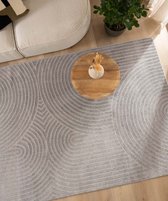 Vierkant vloerkleed Scandinavisch - Contour Curve grijs 100x100 cm