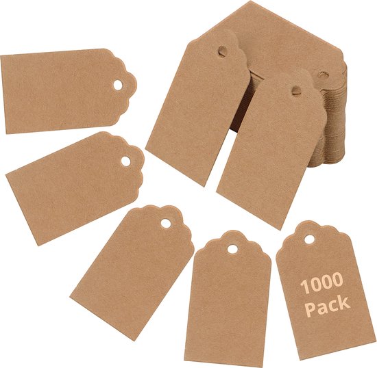 Étiquettes Cadeau Noël Kraft,100pcs Petites Marron Etiquette