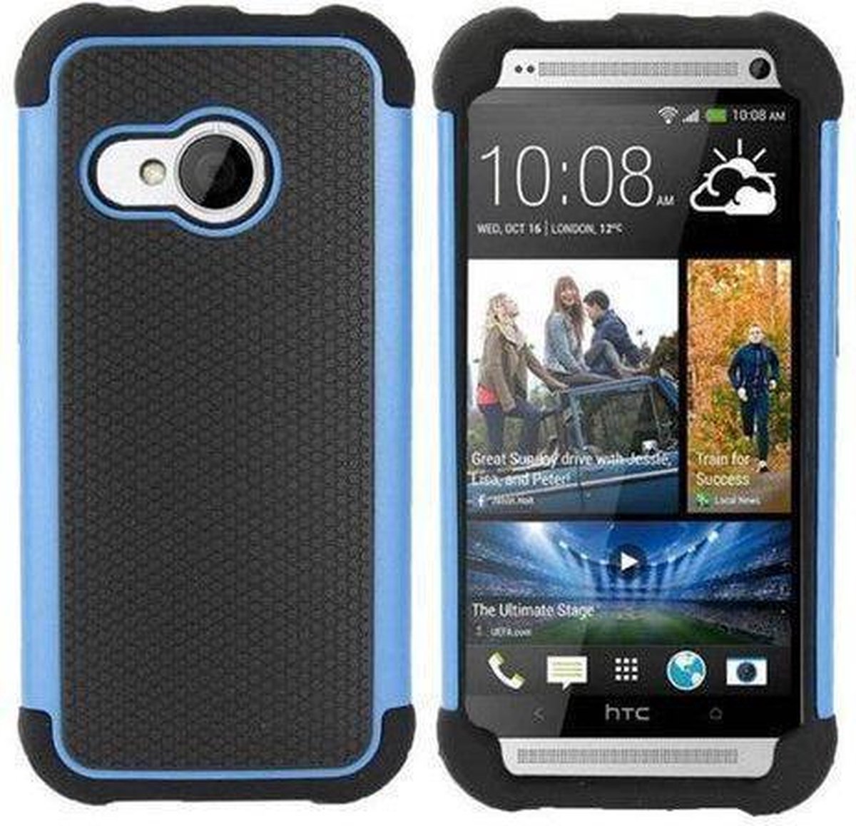 HTC One Mini 2 (M8) Hard Case Cover Zwart Blauw