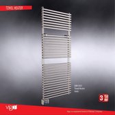 Ivigo Handdoek radiator elektrisch inox 800 watt 500 X 1274. Materiaal staal gepoedercoat  Volledig afgevuld met warmte vloeistof voorzien van instelbare thermostaat.