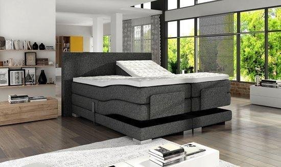 Boxspring Electric - 200x200 - 9 zones - Surmatelas mousse froide - Tissu Anthracite