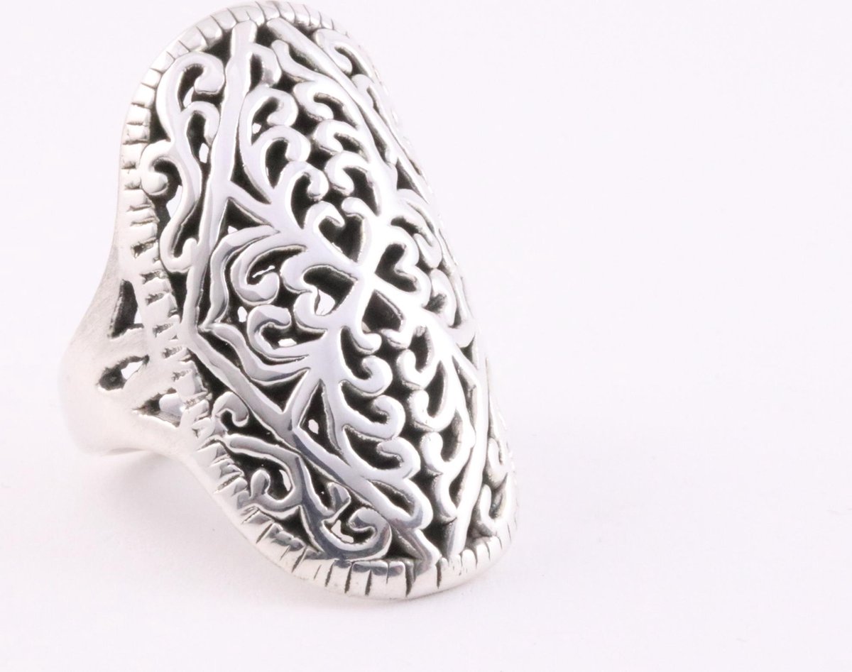 Grote opengewerkte zilveren elektroform ring - maat 18 | bol.com
