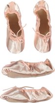 Balletschoen Tappers & Pointers satijn roze lederen zool - (22,5cm) Schoenmaat 36