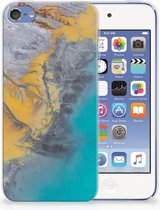Geschikt voor iPod Touch 5 | 6 TPU Hoesje Design Marble Blue Gold