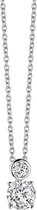 New Bling 9NB 0182 Zilveren collier met hanger - solitair zirkonia rond - lengte 40 + 5 cm - zilverkleurig
