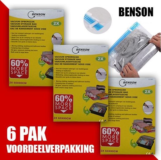 Benson Promo Line Herbruikbare Vacuümzakken 60x80cm 6 Stuks