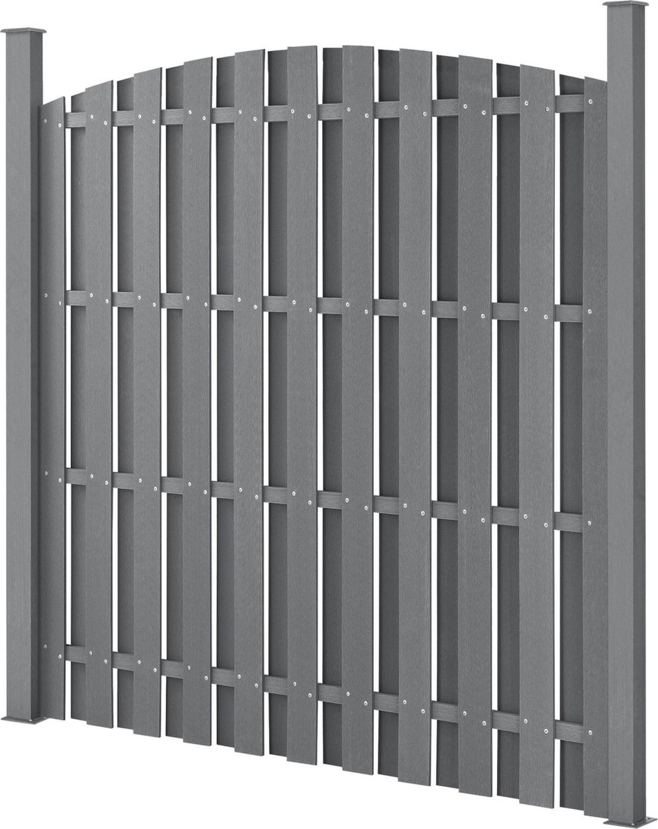 HKC schutting met palen gebogen ontwerp - grijs