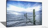 Schilderij, Foto op Canvas Waddenzee met wolken ( 80x50cm)