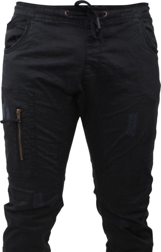 Indicode - Heren Jog Jeans - Damaged Look - Stretch - Yacine - Zwart |  bol.com