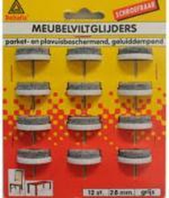 Deltafix viltglijder met schroef / grijs vilt / houder lichtgrijs grijs 28 mm 12 st. van Deltafix — afbeelding 2