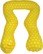 Zwangerschapskussen - 300 cm - 100% katoen - geel met witte stippen