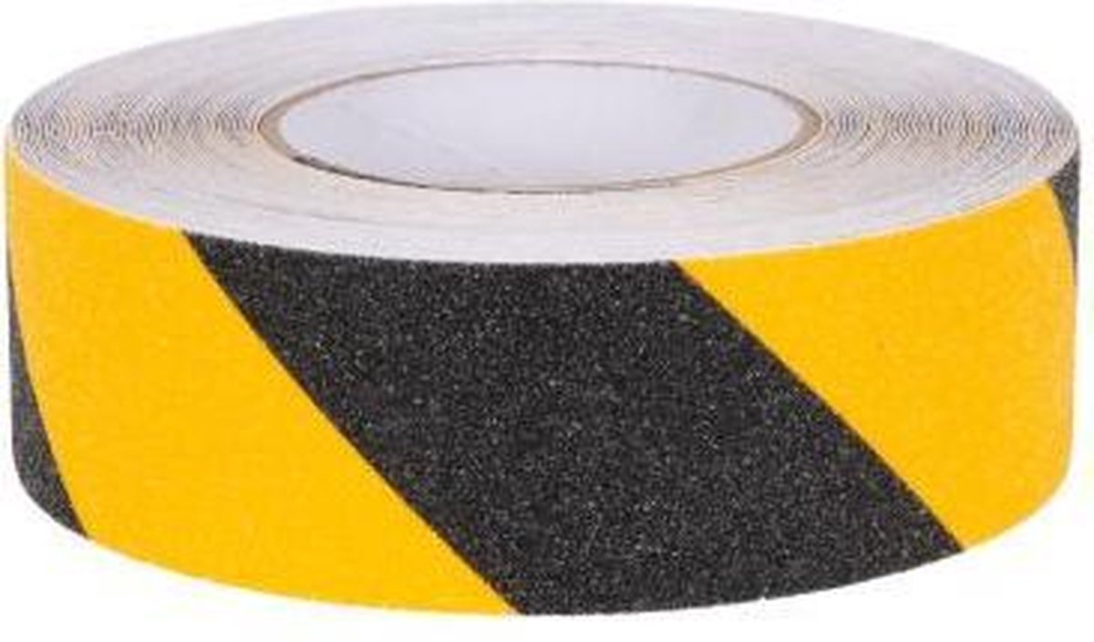 Kortpack - Anti Slip Tape 50mm breed x 18.3mtr lang - Geel/ Zwart - Voor Binnen & Buiten - Antisliptape voor op Vloeren, Trappen, Drempels - (020.0087) - Kortpack