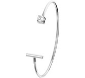 The Fashion Jewelry Collection Armband Spang Balkje En Zirkonia 15 X 60 mm - Staal