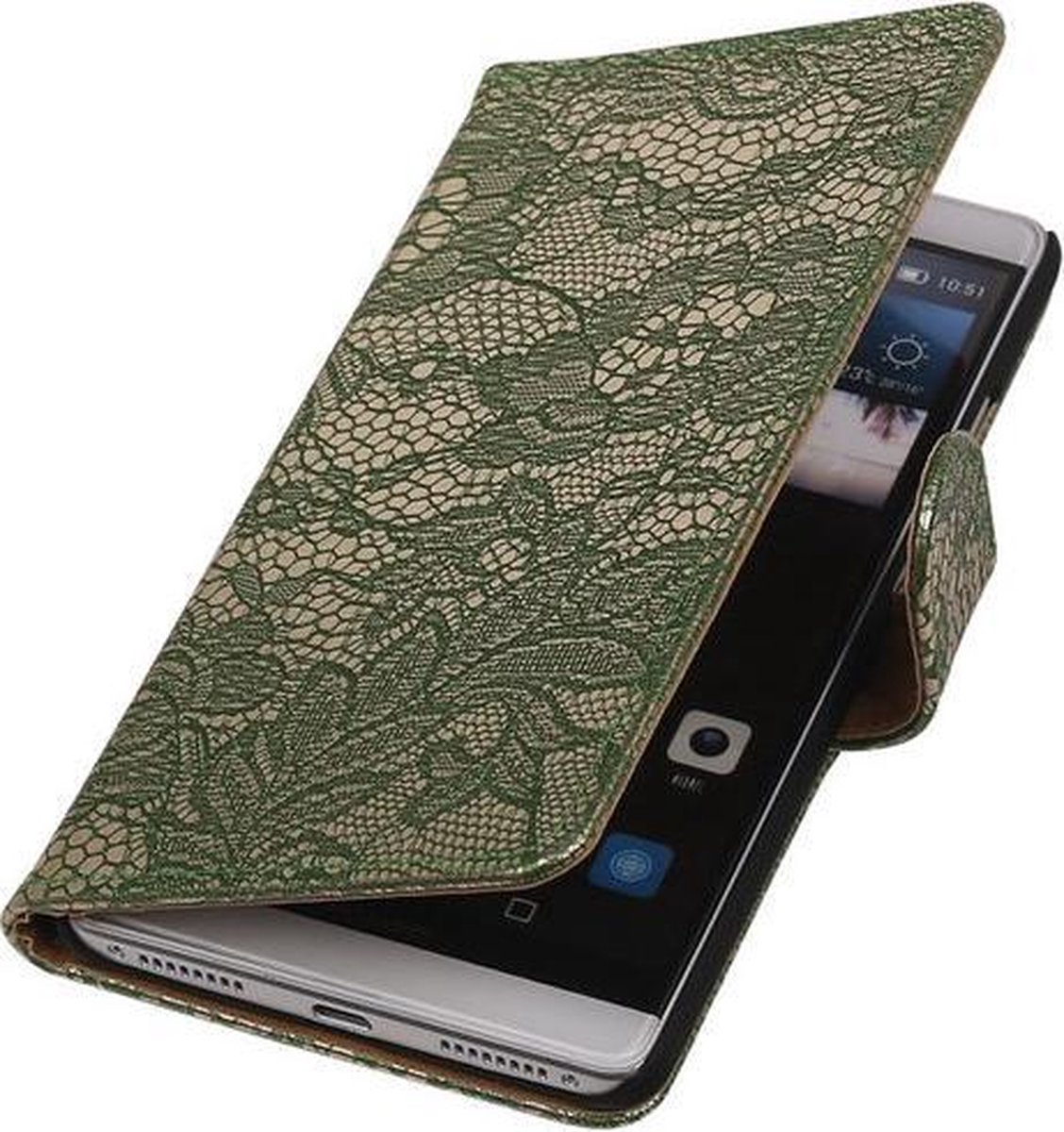 Donker Groen Lace Booktype Huawei Mate S Wallet Cover Hoesje
