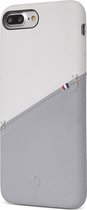 DECODED Snap On geschikt voor iPhone - Hoogwaardig Echt Leder, 1 Kaartslot, Back Cover Card Case voor iPhone 8 Plus / 7 Plus / 6s Plus / 6 Plus (Wit/Grijs)